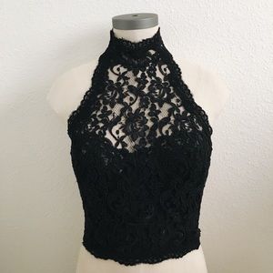 Only hearts black lace vintage corset halter